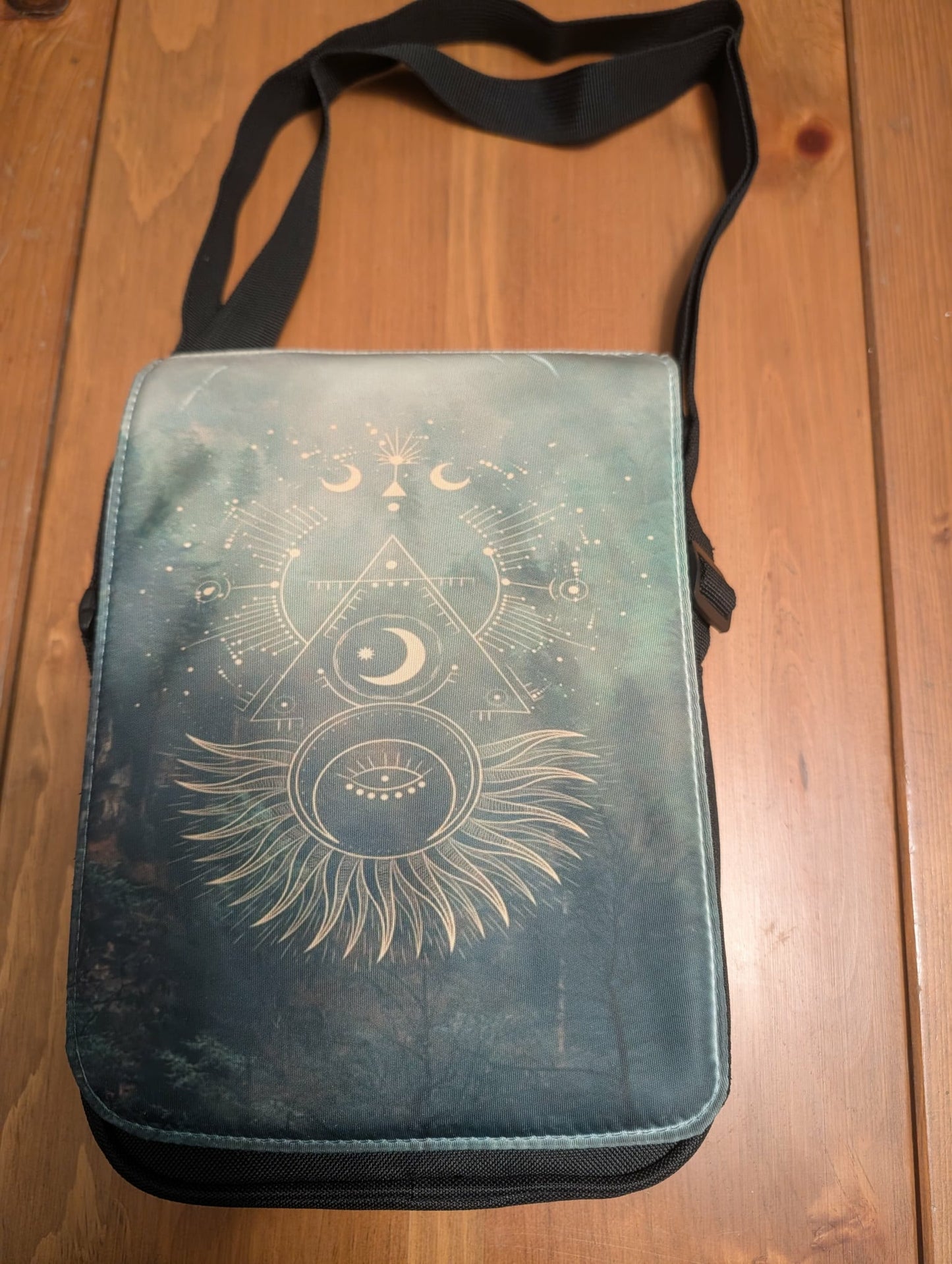 Celestial Eye & Moon Geometry Crossbody Bag