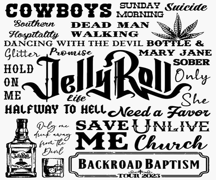 Jelly Roll Song Titles 20oz Stainless Steel Tumbler