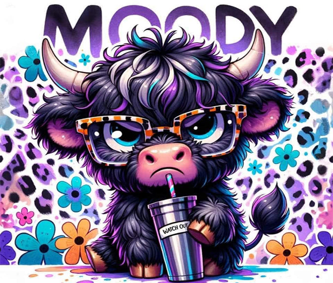 Moody Highland Cow 20oz Stainless Steel Tumbler