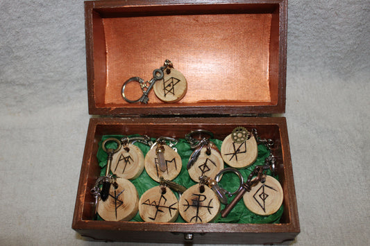 Wooden Pendant Rune Key Chains