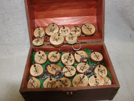 Wooden Rune Keychains