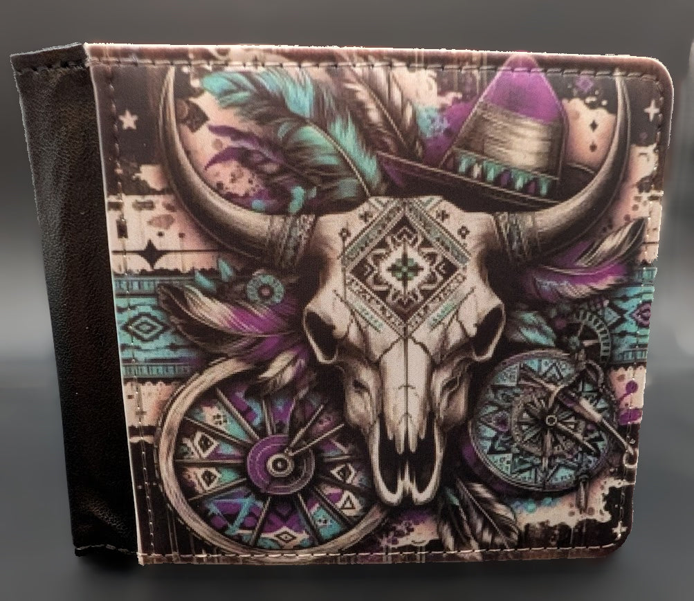 Boho Western Skull Fold Wallet
