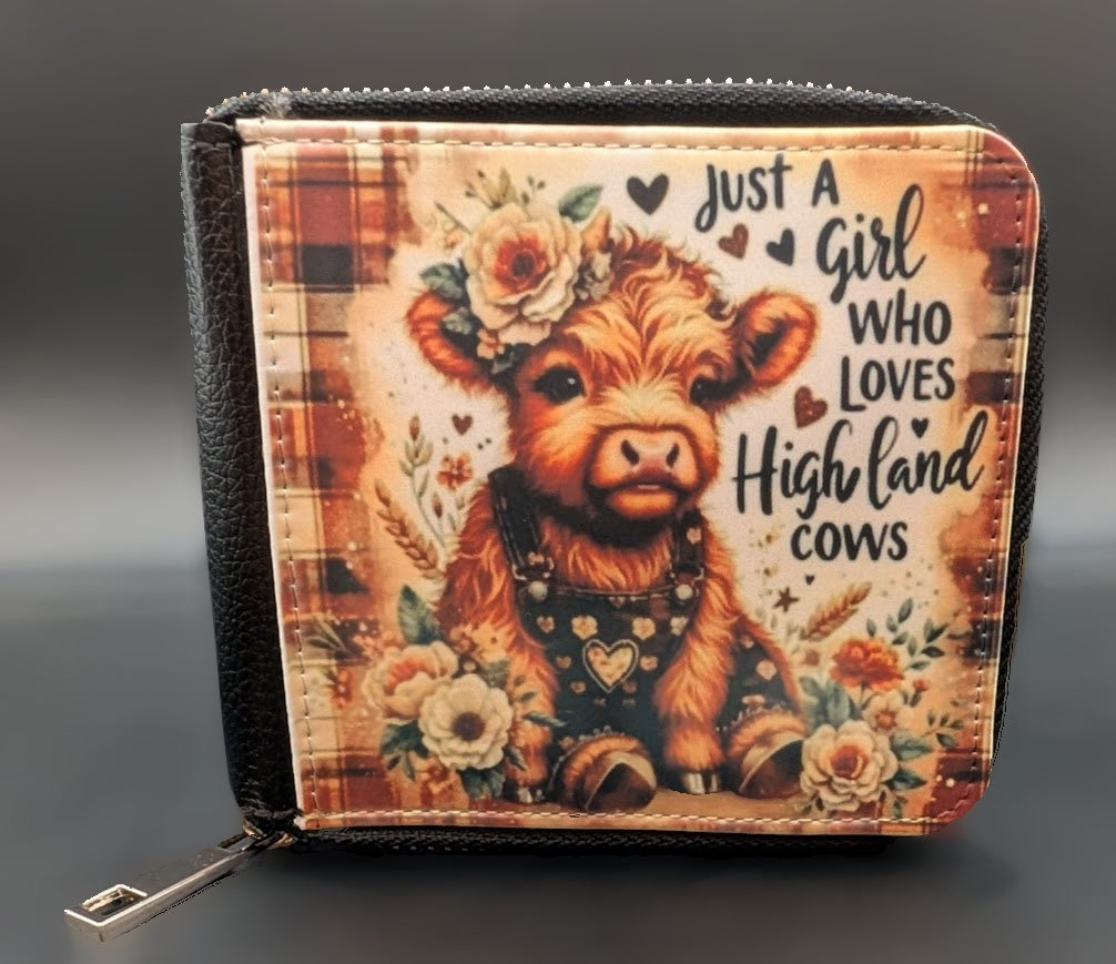 Just a Girl Who Loves Highland Cows Zipper Wallet