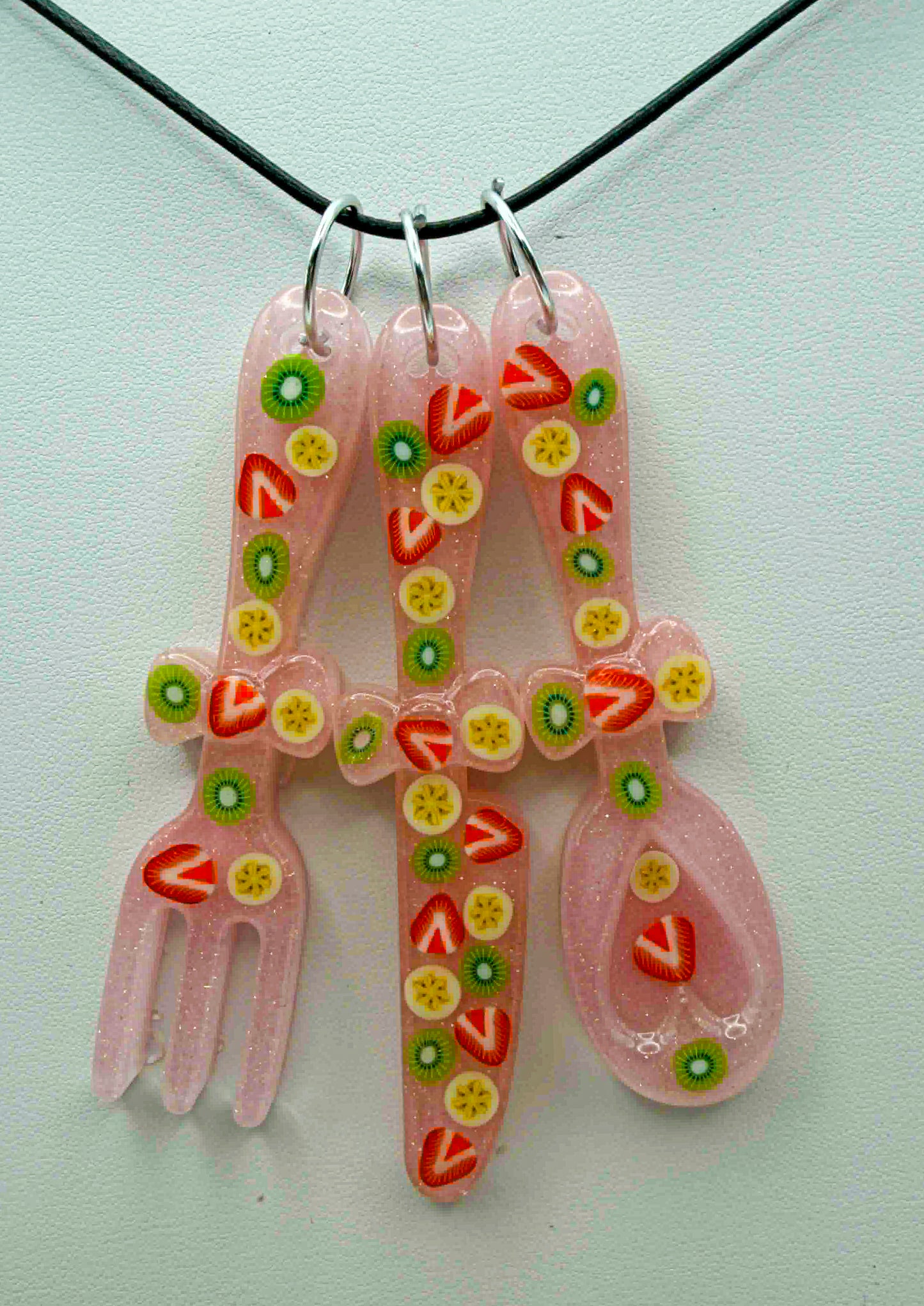 Sweet Treat Trio Necklace – Strawberry Dream (Handmade Resin Fruit Charm Necklace)