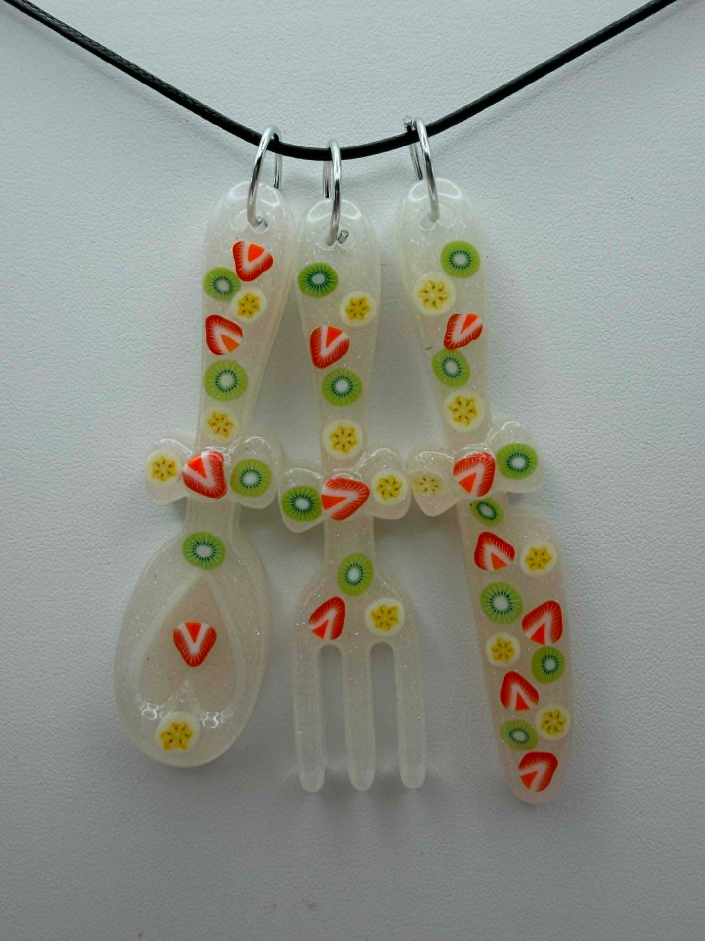 Sweet Treat Trio Necklace – Sugar Crystal (Handmade Resin Fruit Charm Necklace)